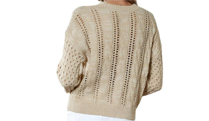 Knitwear Long Sleeve Hollow Cutout Texture Sweater