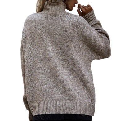 Loose Turtleneck Pullover Cable Knit Sweater