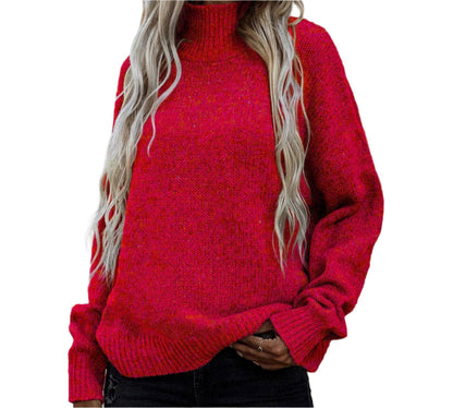 Loose Turtleneck Pullover Cable Knit Sweater