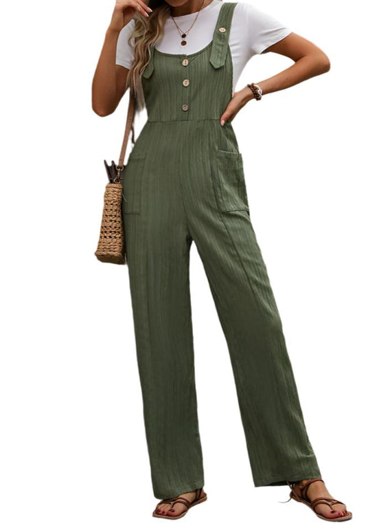 Casual Texture Pleated Jumpsuit