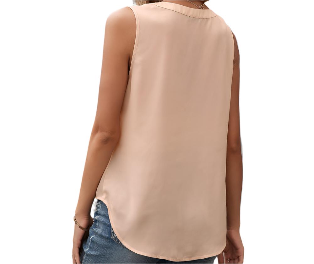 Solid Color V-neck Sleeveless Shirt Vest Top