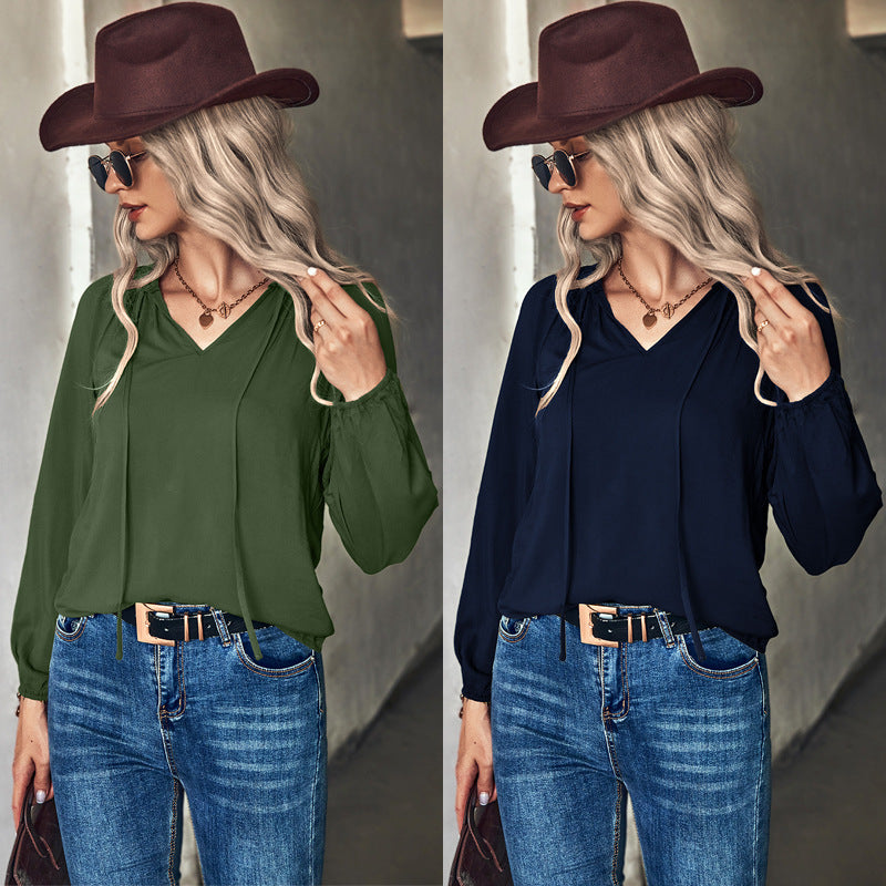 V-neck Long Sleeve Top