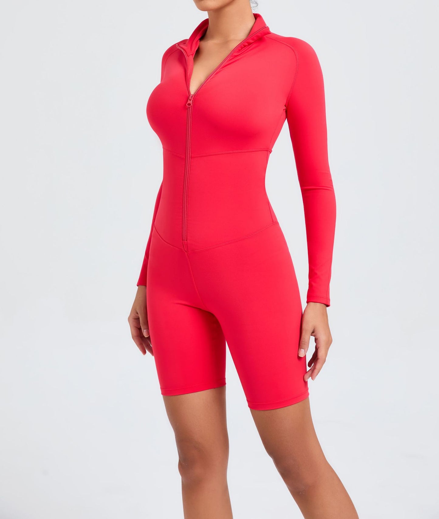 Belly Contracting Long Sleeve Zipper One Piece Fitness Sports Romper