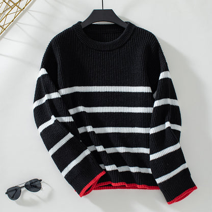 Contrast Color Striped Pullover Sweater