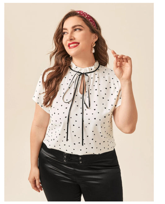 Plus Size Loose Short Sleeve Blouse