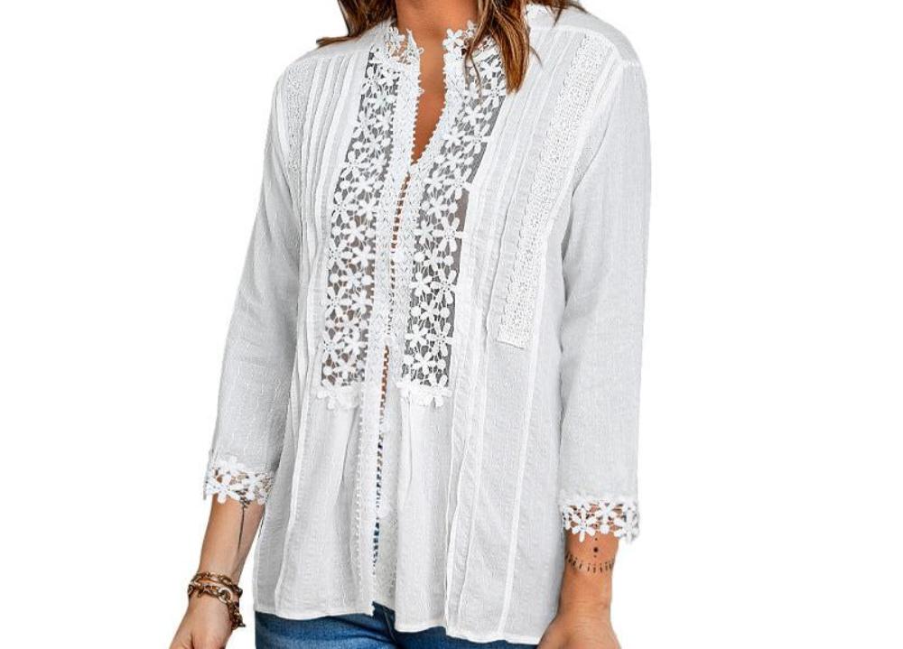 Lace Embroidery Long Sleeve Top