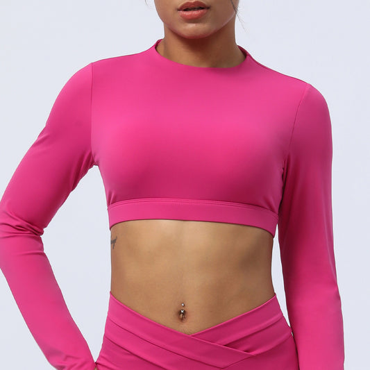 Hollow Cutout Back Yoga Long Sleeves Cropped Sports Top