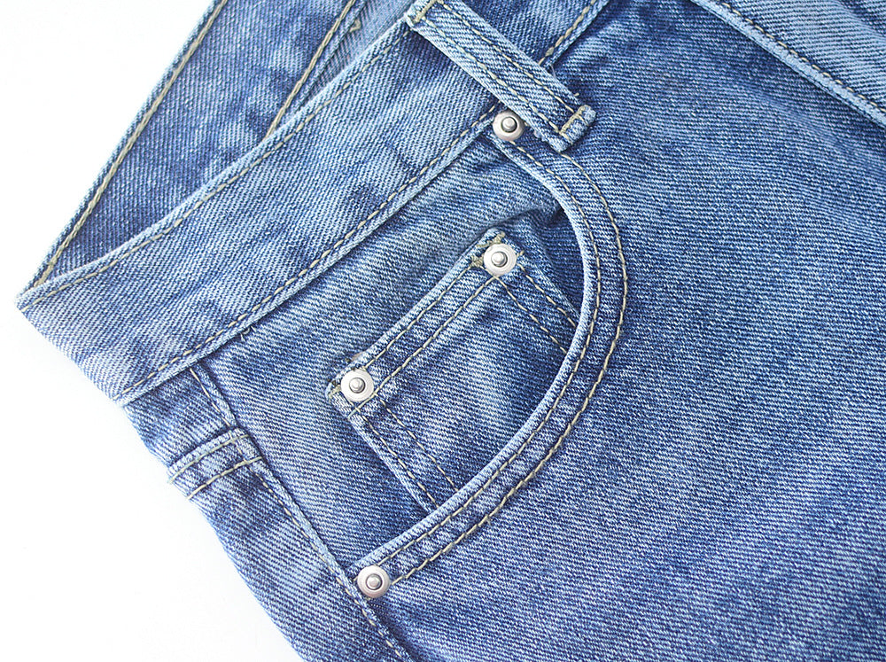 High-Waist Straight Leg Denim Jeans