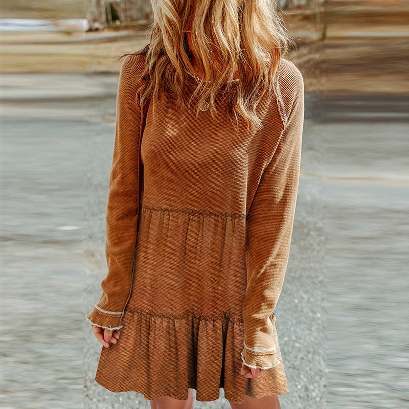 Frayed Long Sleeved Dress