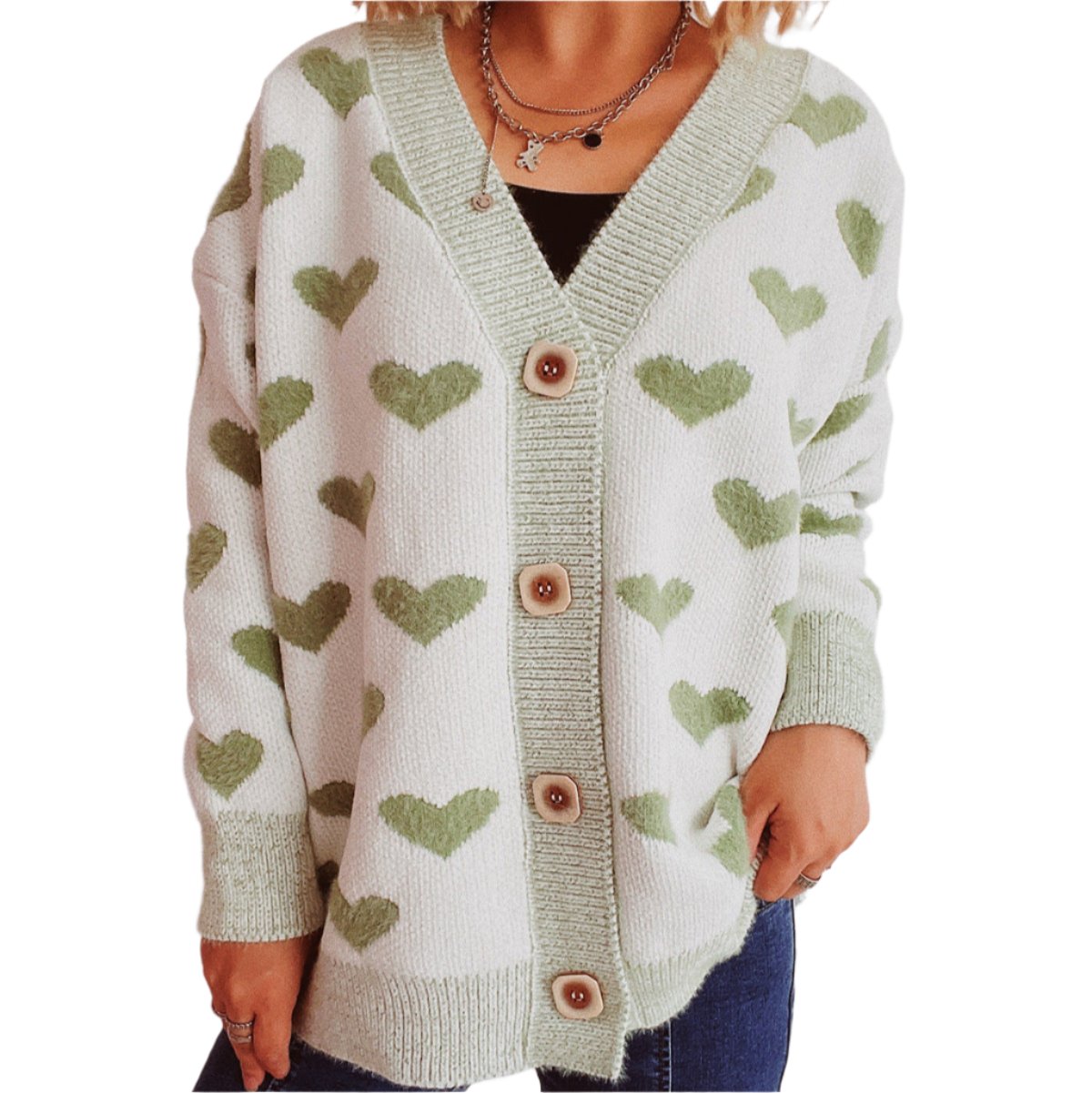 Valentine Day Heart Sweater Cardigan