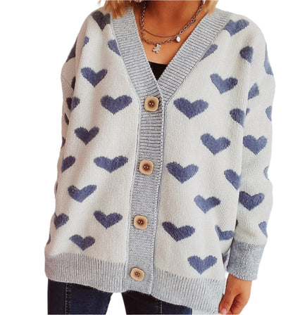 Valentine Day Heart Sweater Cardigan