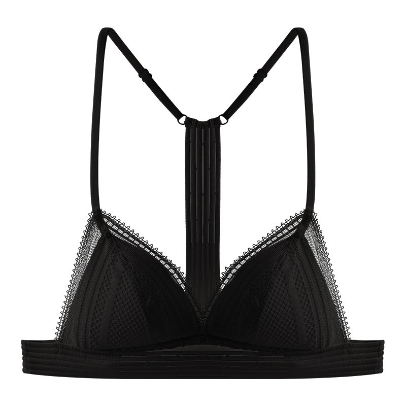 Bralette French Triangle Cup Thin Wireless Lace Sexy Bra Set