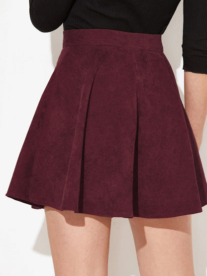 Corduroy Single Row Button High Waist Skirt