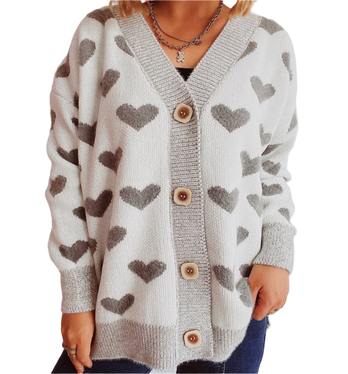 Valentine Day Heart Sweater Cardigan