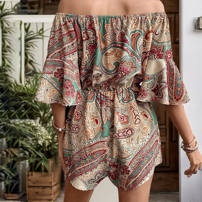 Print Off Shoulder Romper