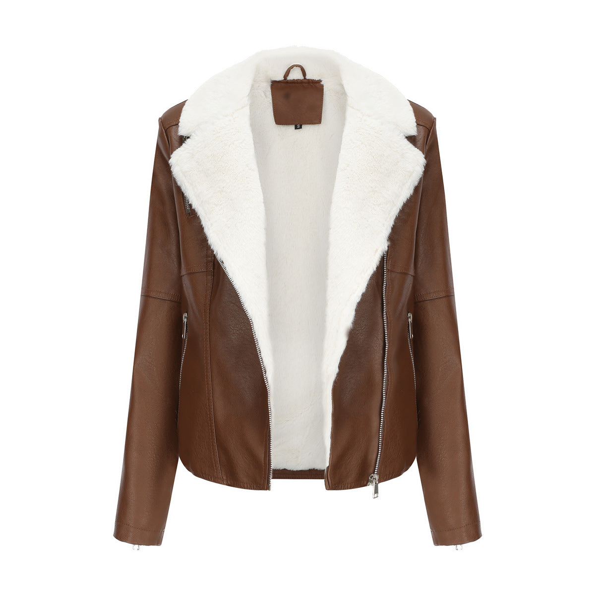 Fur Leather Fleece Lined Jacket