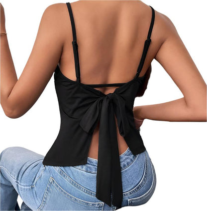 Sleeveless Sexy Sling Backless Bow Slim Fit Top