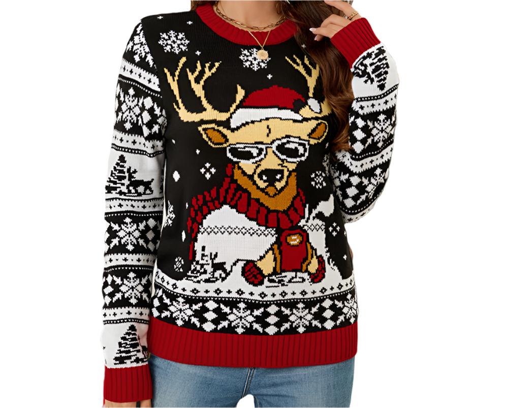 Elk Jacquard Knitted Sweater