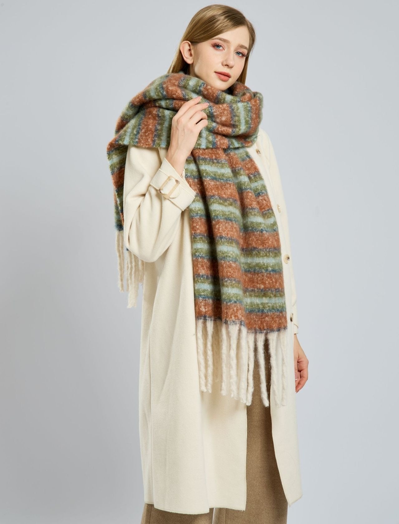 Mohair Striped Scarf Shawl