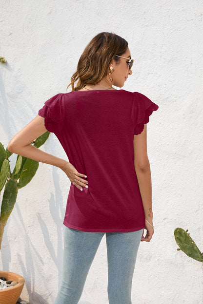 Casual Ruffle Short Sleeve Top