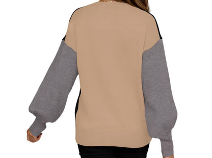 Button Splicing Pullover Sweater