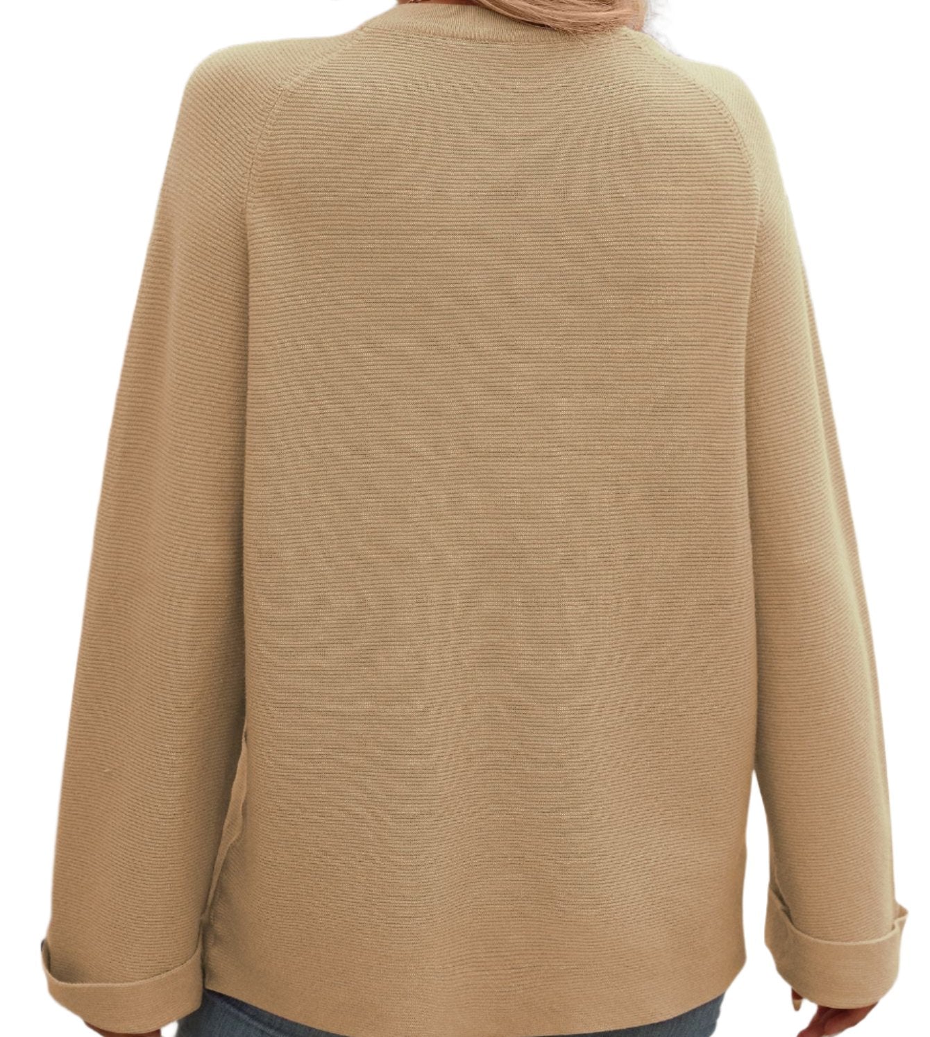 Button Cored Yarn Long Sleeve Sweater