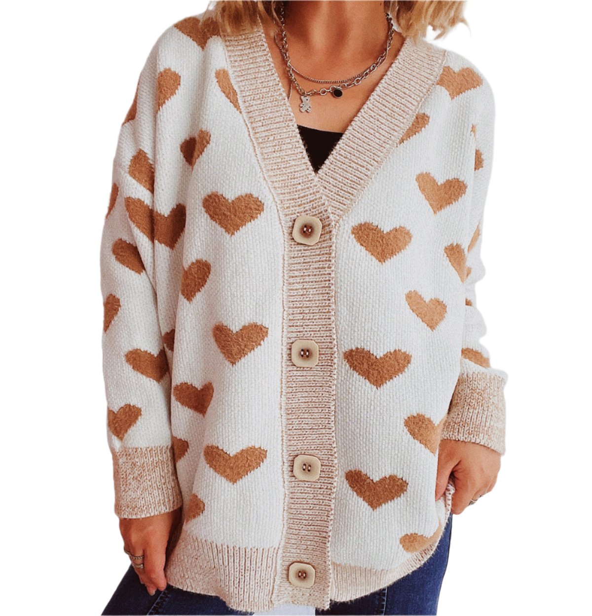 Valentine Day Heart Sweater Cardigan