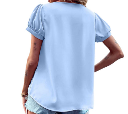 V-neck Elegant Bead Shirt Top