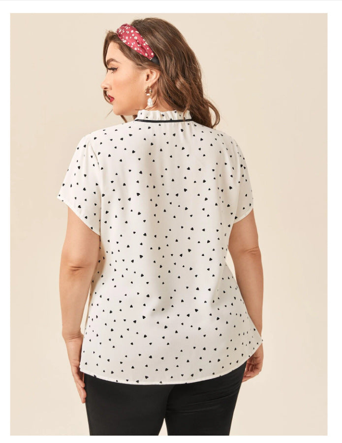 Plus Size Loose Short Sleeve Blouse