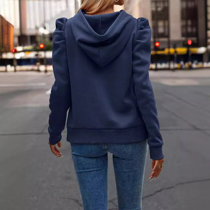 Hooded Long Puff Sleeve Sweater