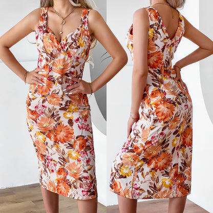 Floral V-Neck Printed Dress