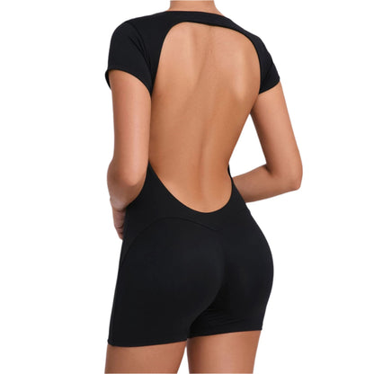 Workout Backless Hip Lift Belly Shaping Short Sleeve Yoga Romper