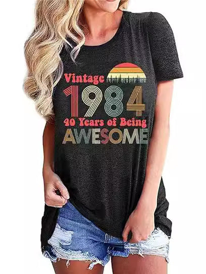 Vintage Print Casual Short Sleeve T-Shirt