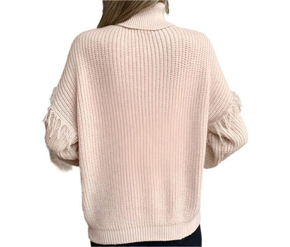 Drizzling Tassel Twisted Turtleneck Sweater