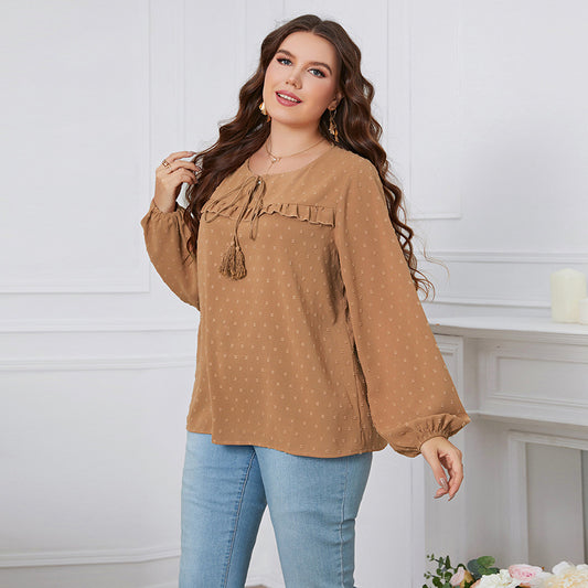 Plus Size Rope Lace Loose Top