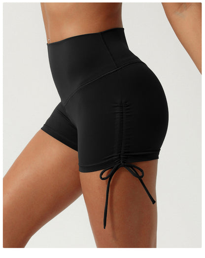 Pleated Drawstring Yoga Shorts