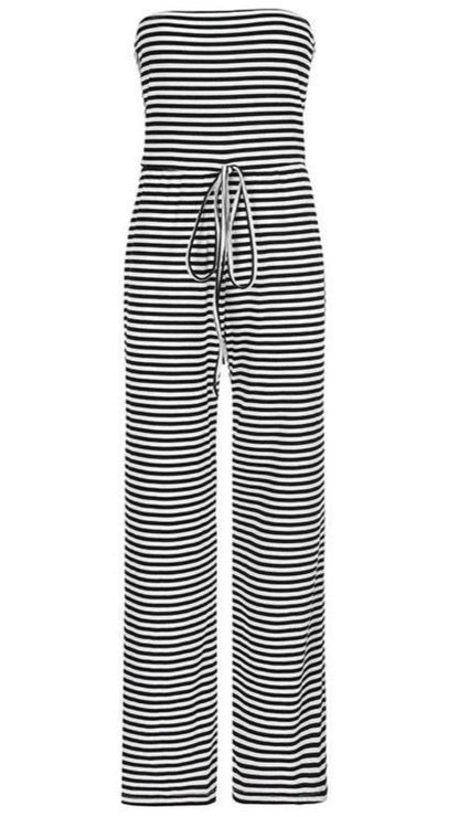 Striped Drawstring Jumpsuit