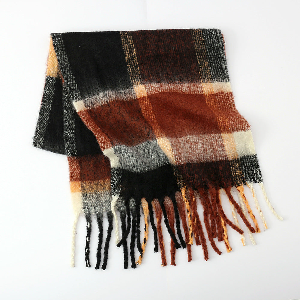 Cashmere Mohair Plaid Scarf