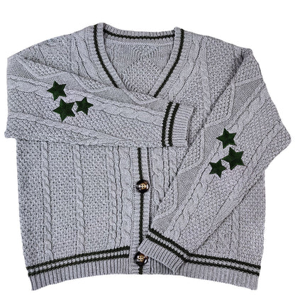 Batwing Knitted Star Sleeves Sweater Cardigan