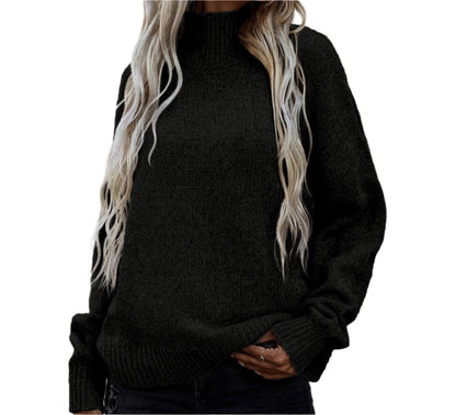 Loose Turtleneck Pullover Cable Knit Sweater