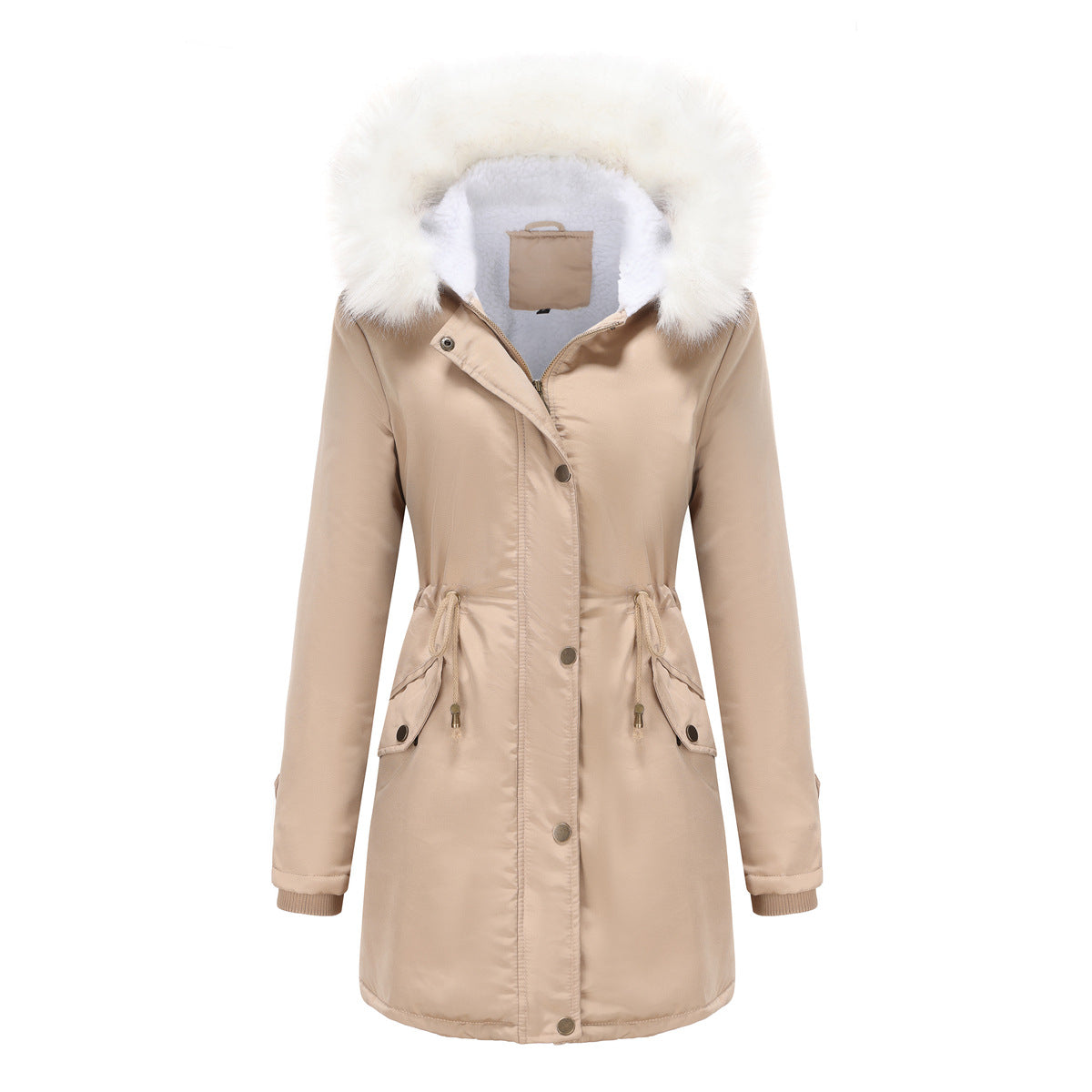 Detachable Fur Collar Hooded Cotton Padded Fleece Padded Coat