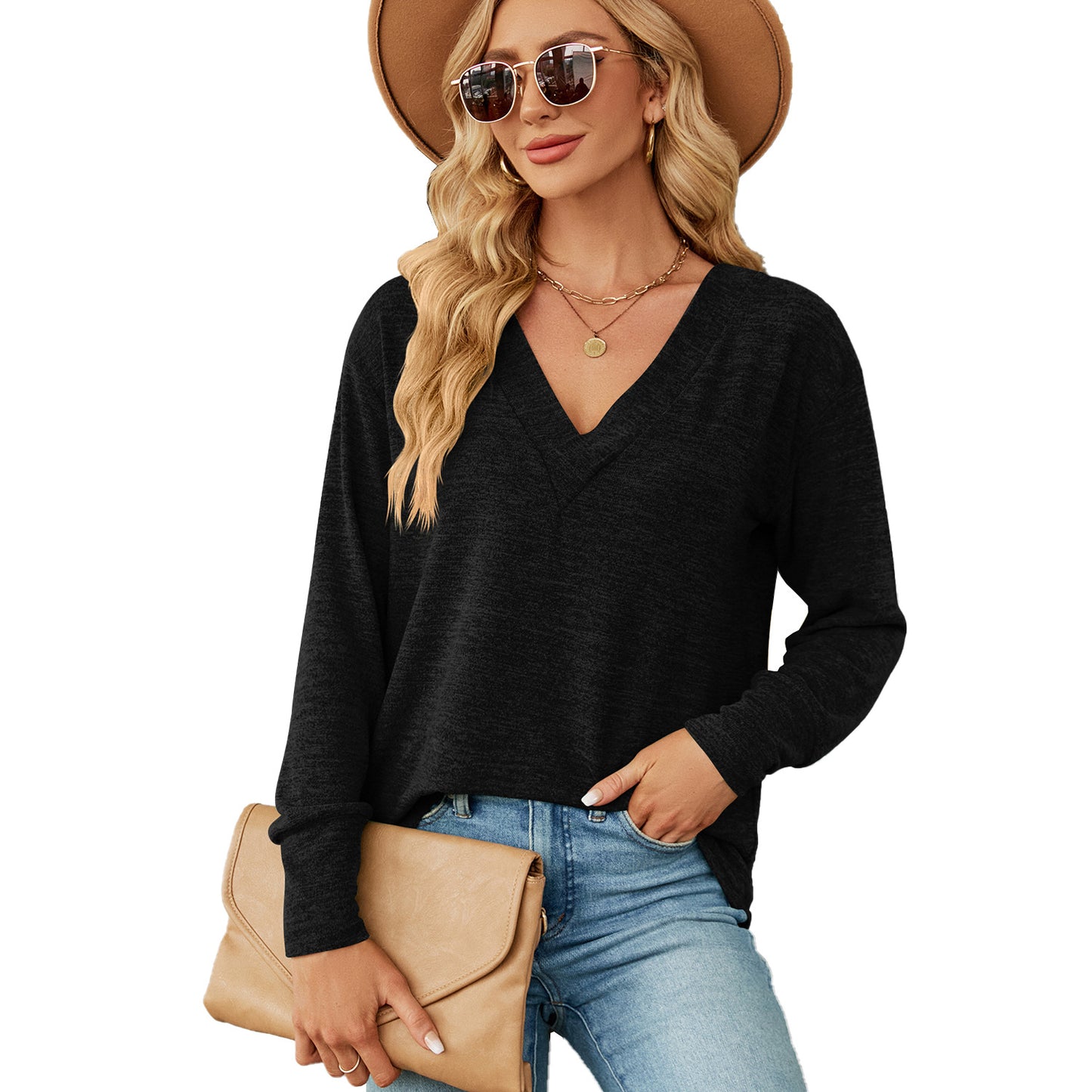 Solid Loose Casual Long Sleeves Top