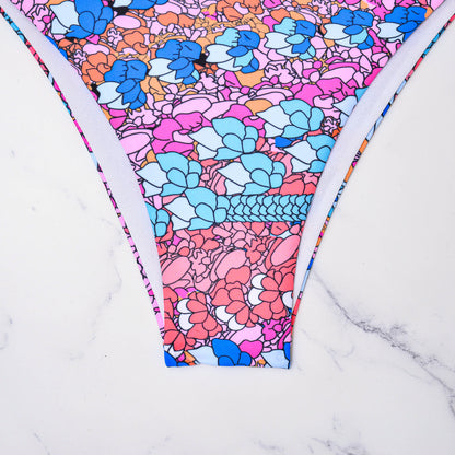 Lace-up Printing Split Bikini