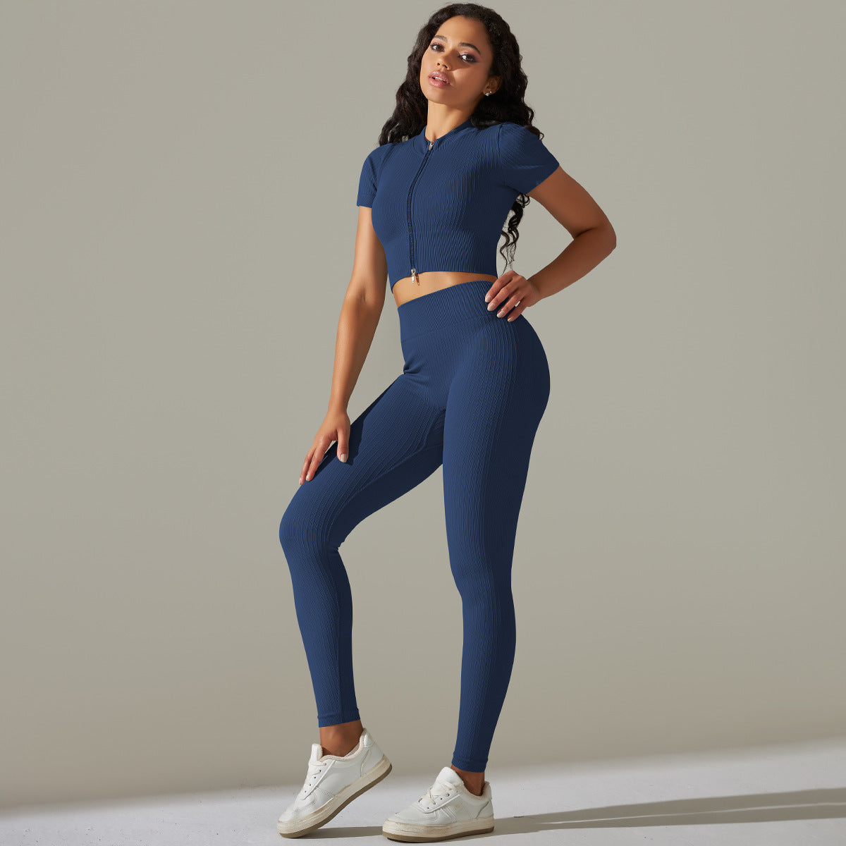 Seamless Knitted Hip High Waist Yoga Running Fitness Sports Suit