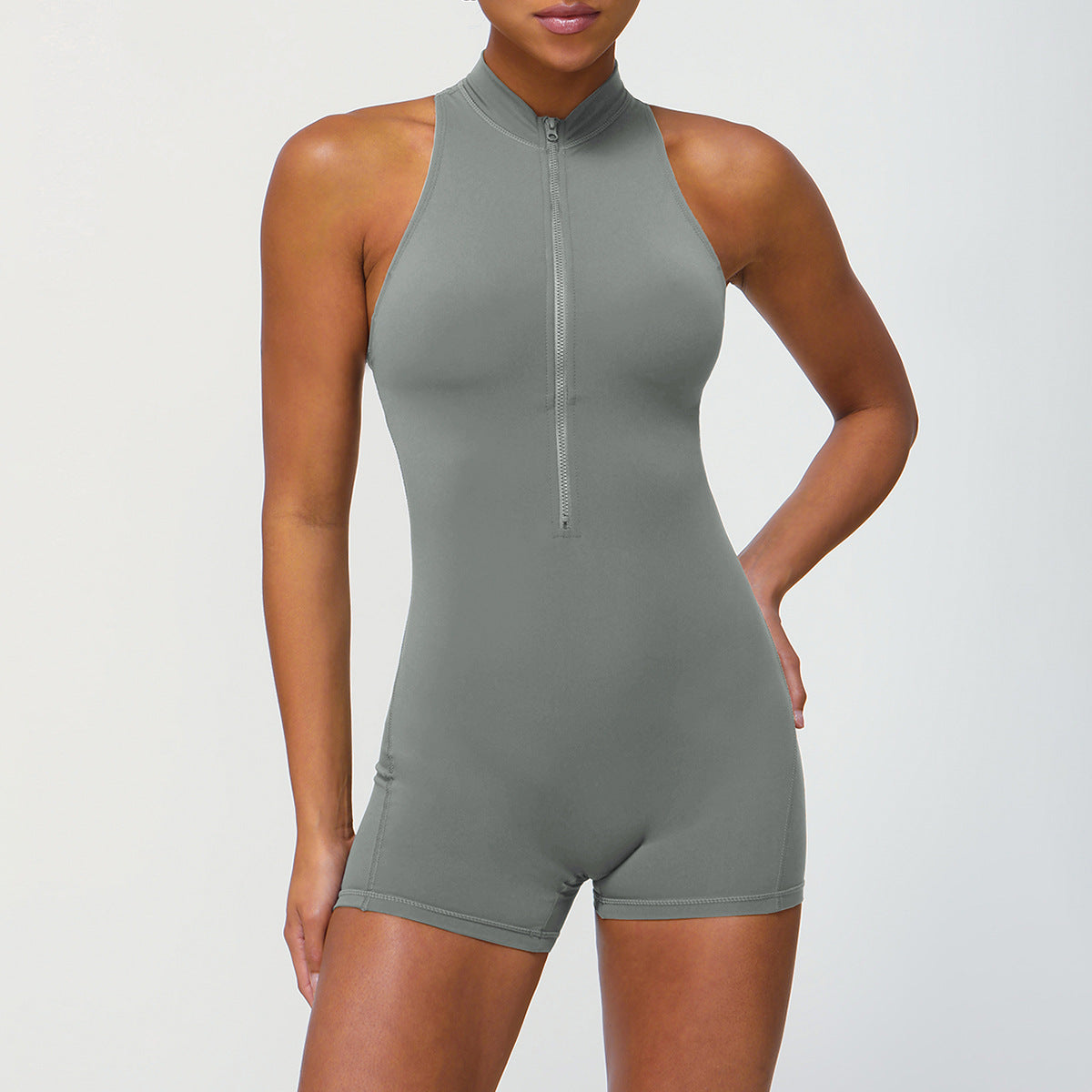 Zipper One Piece Fitness Peach Hip Yoga Romper