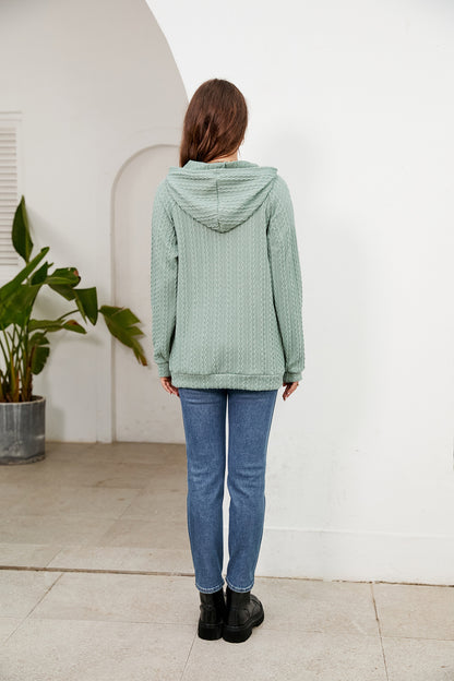 Hooded Drawstring Pocket Loose Pullover Sweater