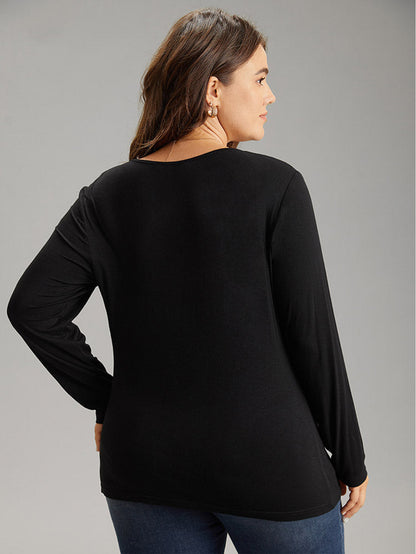 Plus Size Casual Knitted Long Sleeved Top