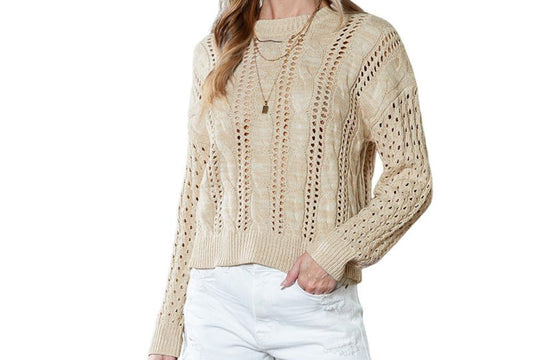 Knitwear Long Sleeve Hollow Cutout Texture Sweater