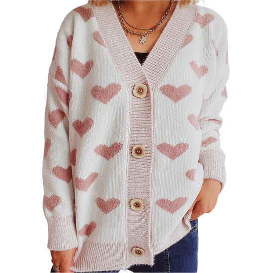 Valentine Day Heart Sweater Cardigan