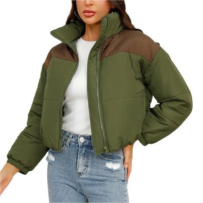 Long Sleeve Zipper Slim Pocket Cotton Padded Jacket